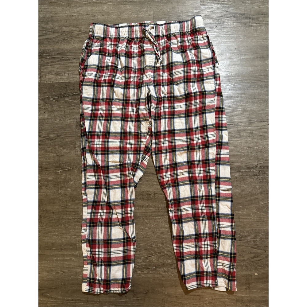 Old Navy Flannel Red Plaid Pajama Bottoms XL Pockets